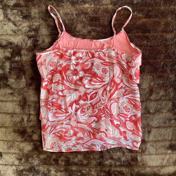 NY & Co. Sz S Pink/Rose Floral‎ Print Ruffle Front Lined Camisole PRISTINE - Picture 2 of 4